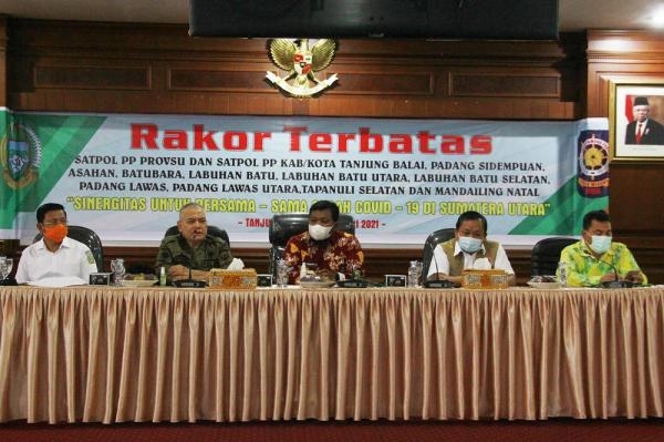 Tingkatkan Pencegahan dan Pengendalian Covid-19, Pemprov Sumut Gelar Rakor Satpol-PP Zona Dua